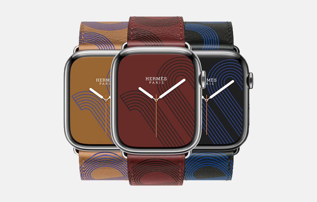 オールノット Apple Watch HERMES series7 革ベルト 青サーキットH