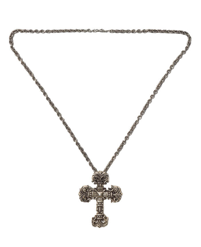 CHROME HEARTS Large Filigree Cross with paper chain Necklace