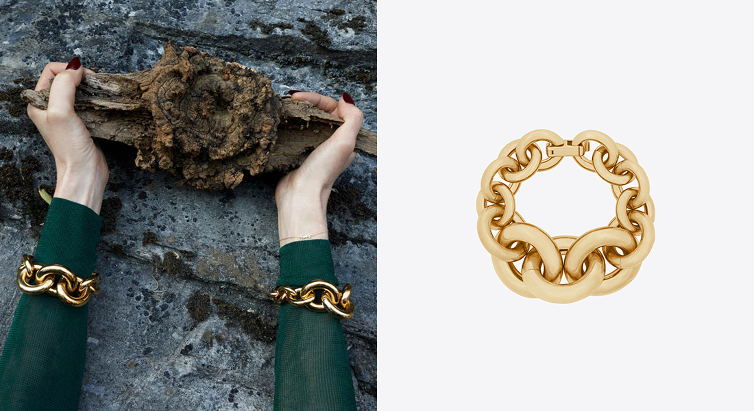 Saint Laurent Over Size Graduated Chain Bracelet 18k Yellow Gold