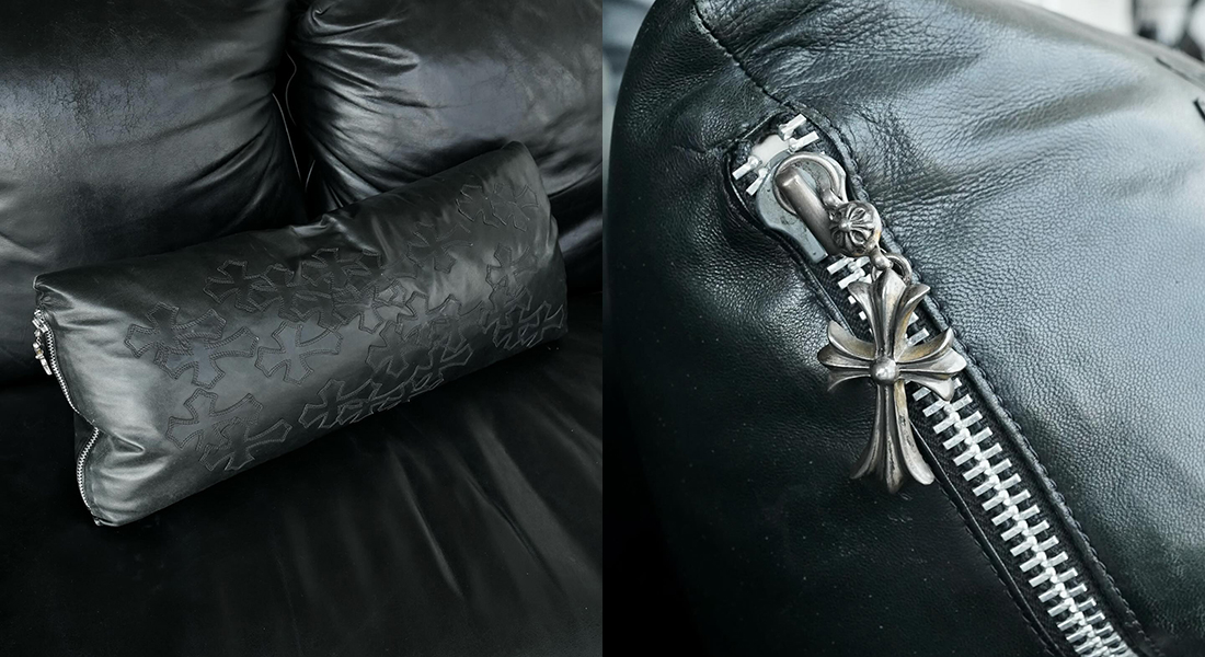 CHROME HEARTS Cross Patch Leather Pillow