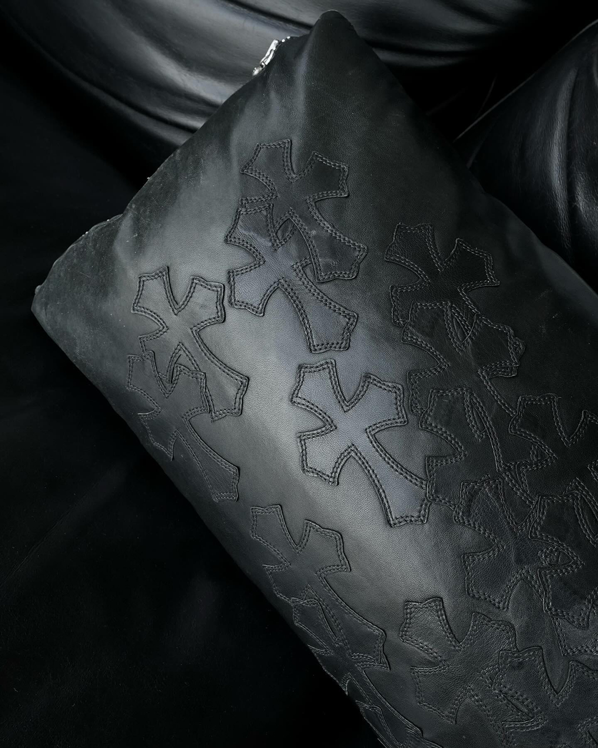 CHROME HEARTS Cross Patch Leather Pillow