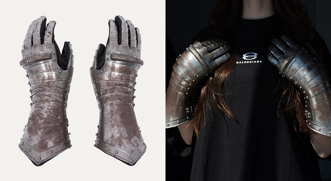 BALENCIAGA 2021 Autumn Winter Chevalier Knight Gloves