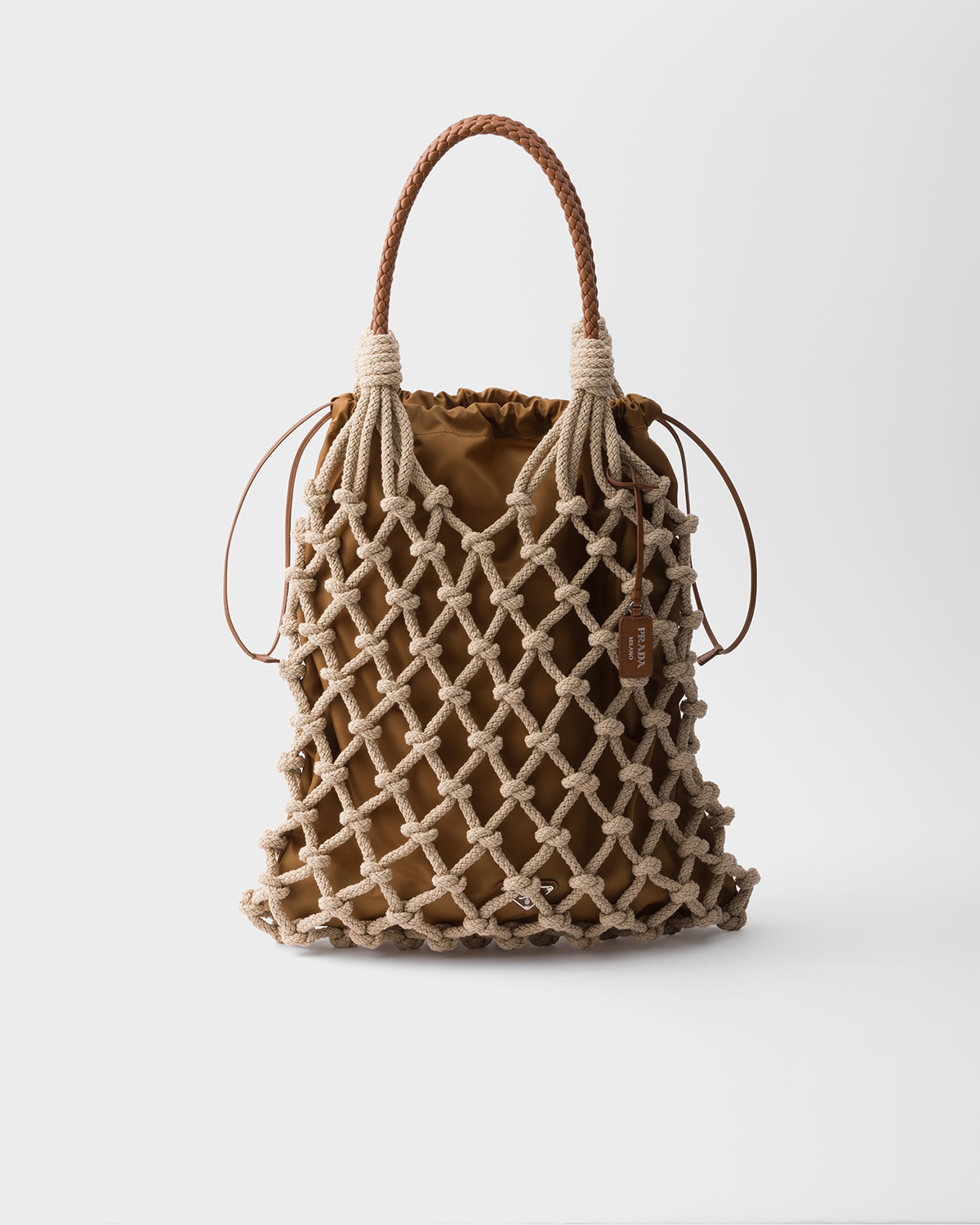 PRADA Cotton Code Macrame Tote Bag 2025 Spring Summer