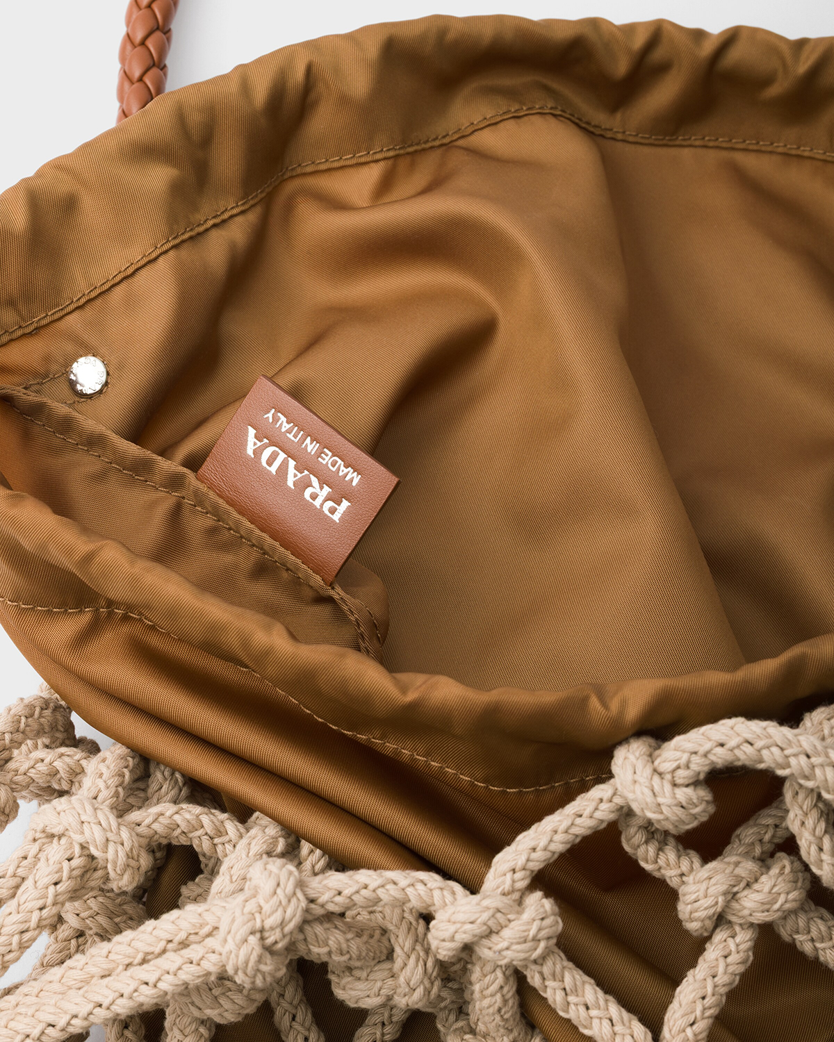 PRADA Cotton Code Macrame Tote Bag 2025 Spring Summer
