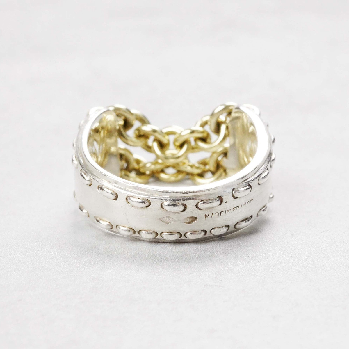 HERMÈS Chain Combination Ring Silver & 18k Yellow Gold, Parade Ring Silver, Saw Ash Ring Silver