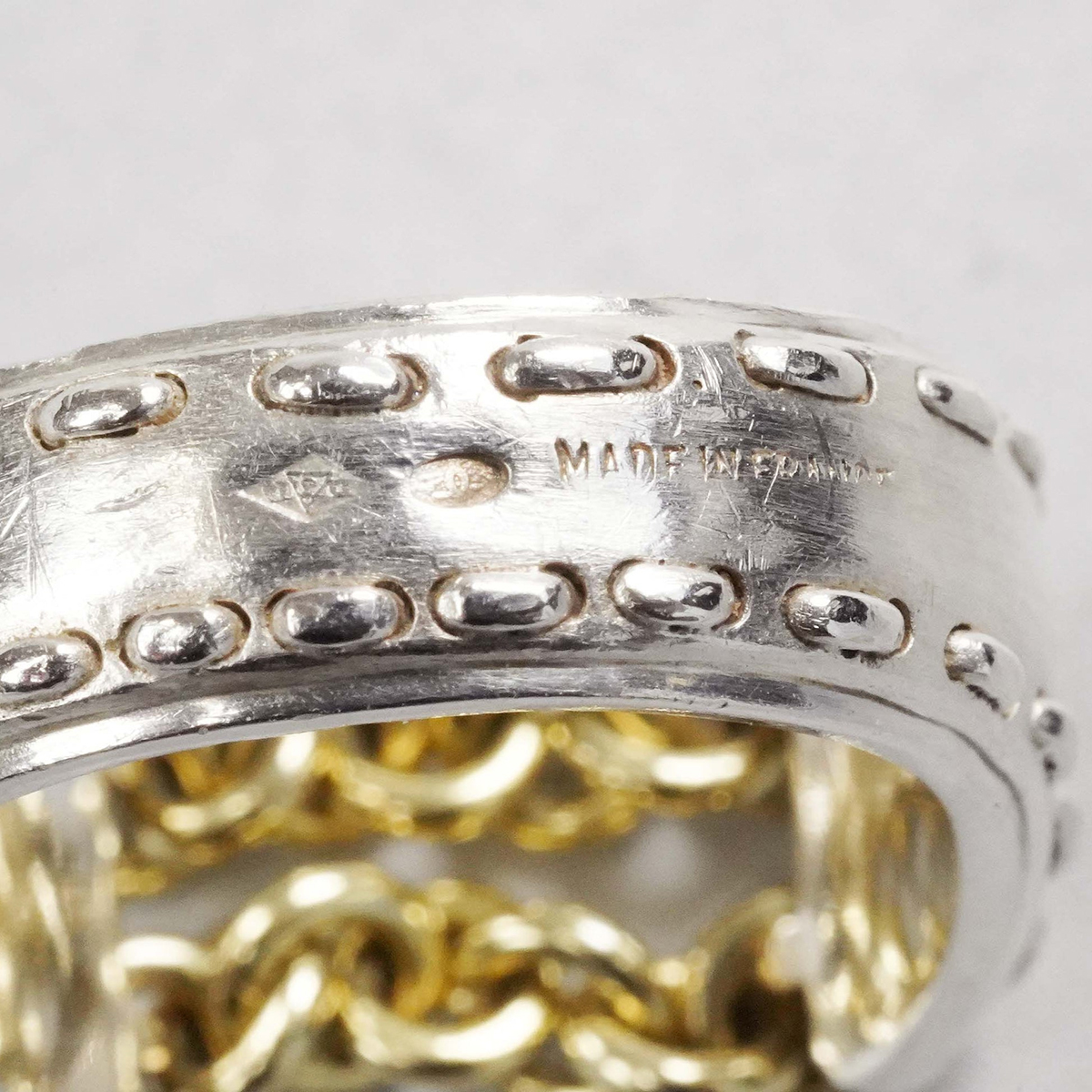 HERMÈS Chain Combination Ring Silver & 18k Yellow Gold, Parade Ring Silver, Saw Ash Ring Silver
