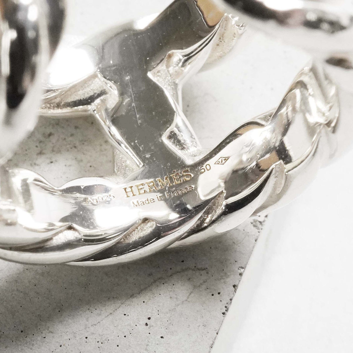 HERMÈS Chain Combination Ring Silver & 18k Yellow Gold, Parade Ring Silver, Saw Ash Ring Silver