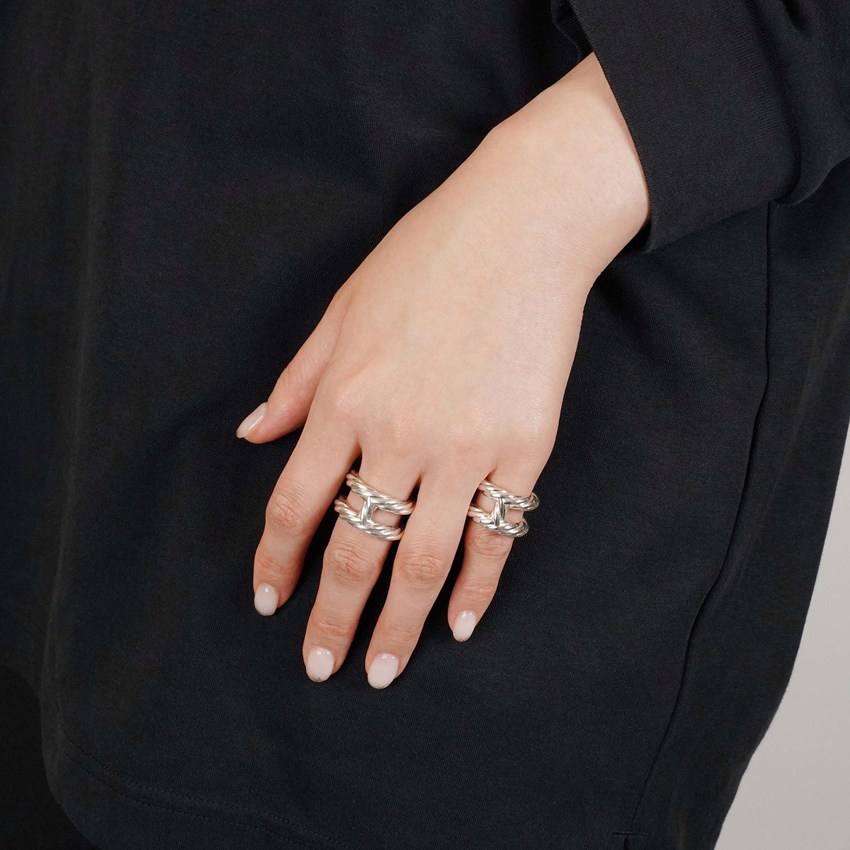 HERMÈS Chain Combination Ring Silver & 18k Yellow Gold, Parade Ring Silver, Saw Ash Ring Silver
