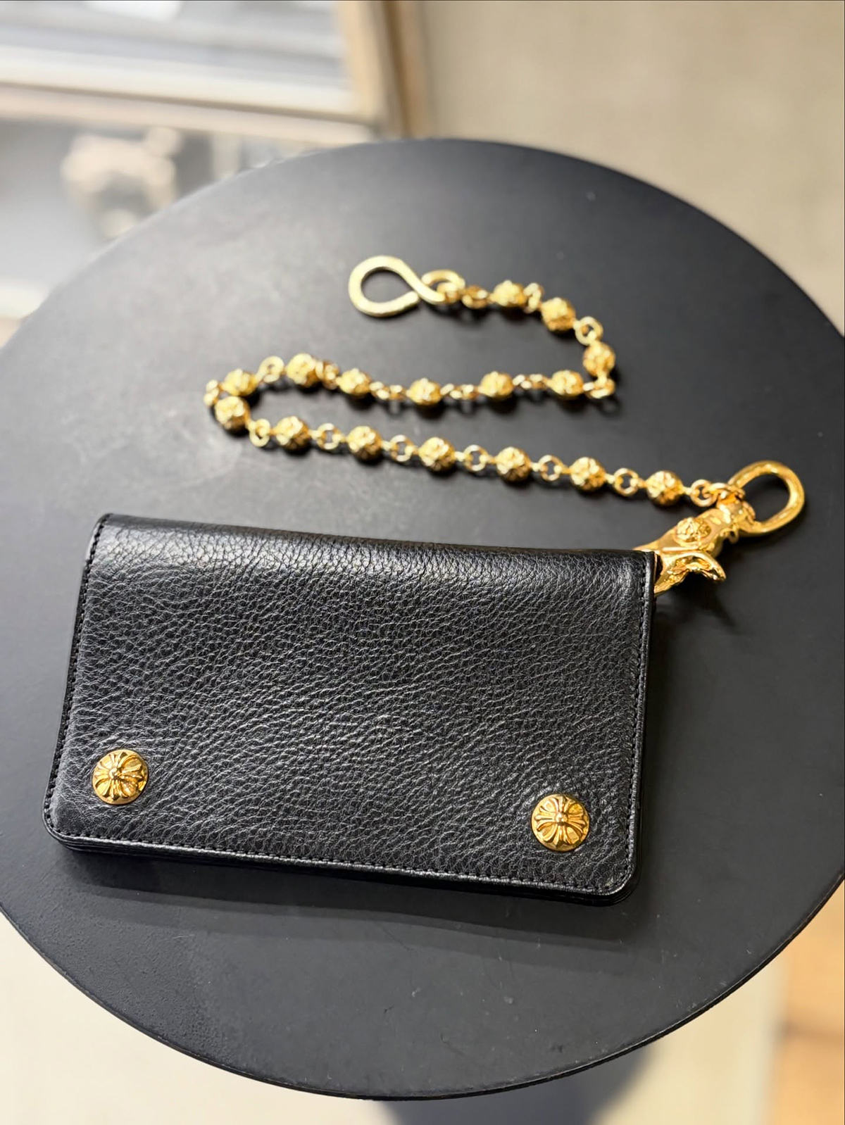 CHROME HEARTS 22k Cross Ball Wallet Chain & 22k Trucker Wallet