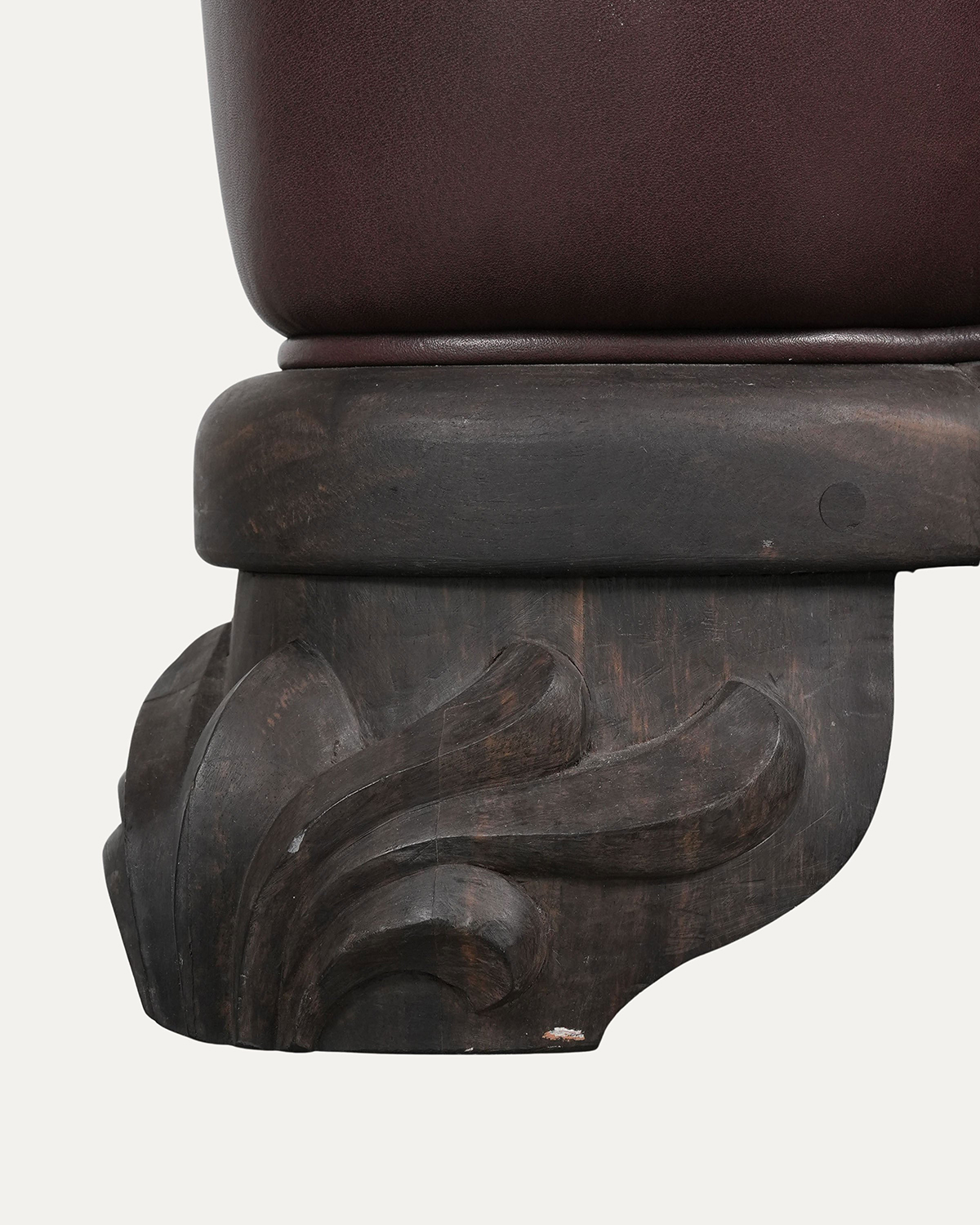 CHROME HEARTS Brown Leather & Ebony Wood Cross Patch Sofa Brown Leather Cross Patch Lounge Chair & Ottoman Set