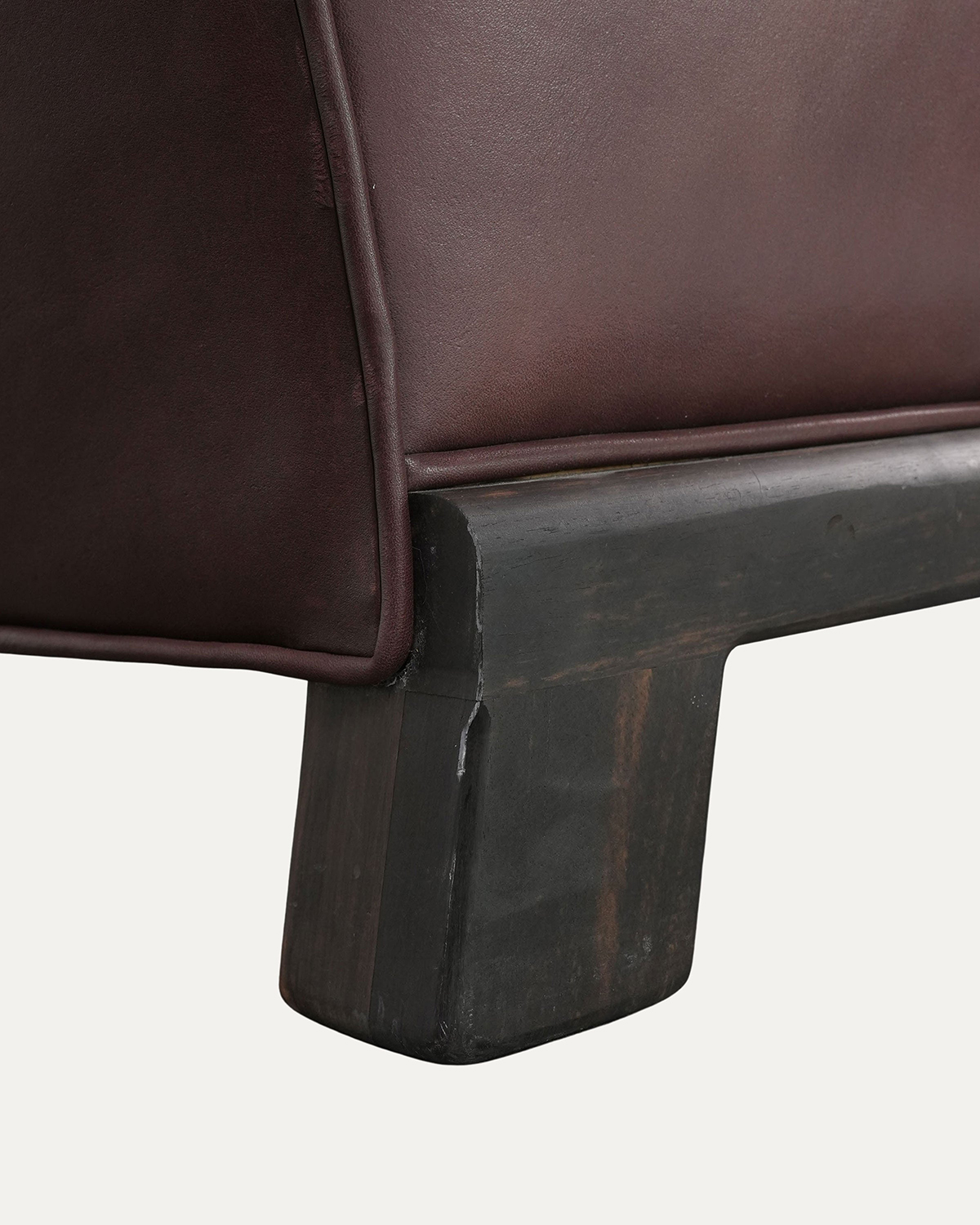 CHROME HEARTS Brown Leather & Ebony Wood Cross Patch Sofa Brown Leather Cross Patch Lounge Chair & Ottoman Set