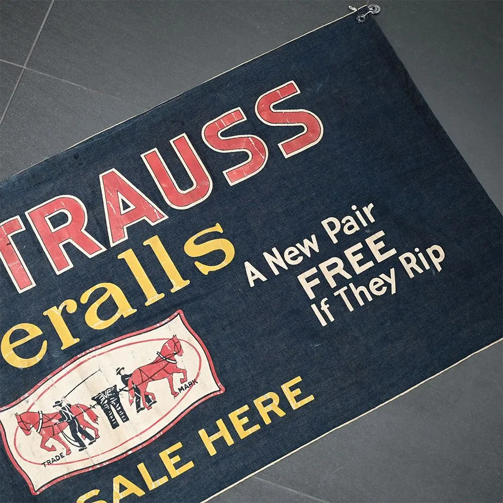 1920's LEVI'S ADVERTISING DENIM BANNER 1st MODEL