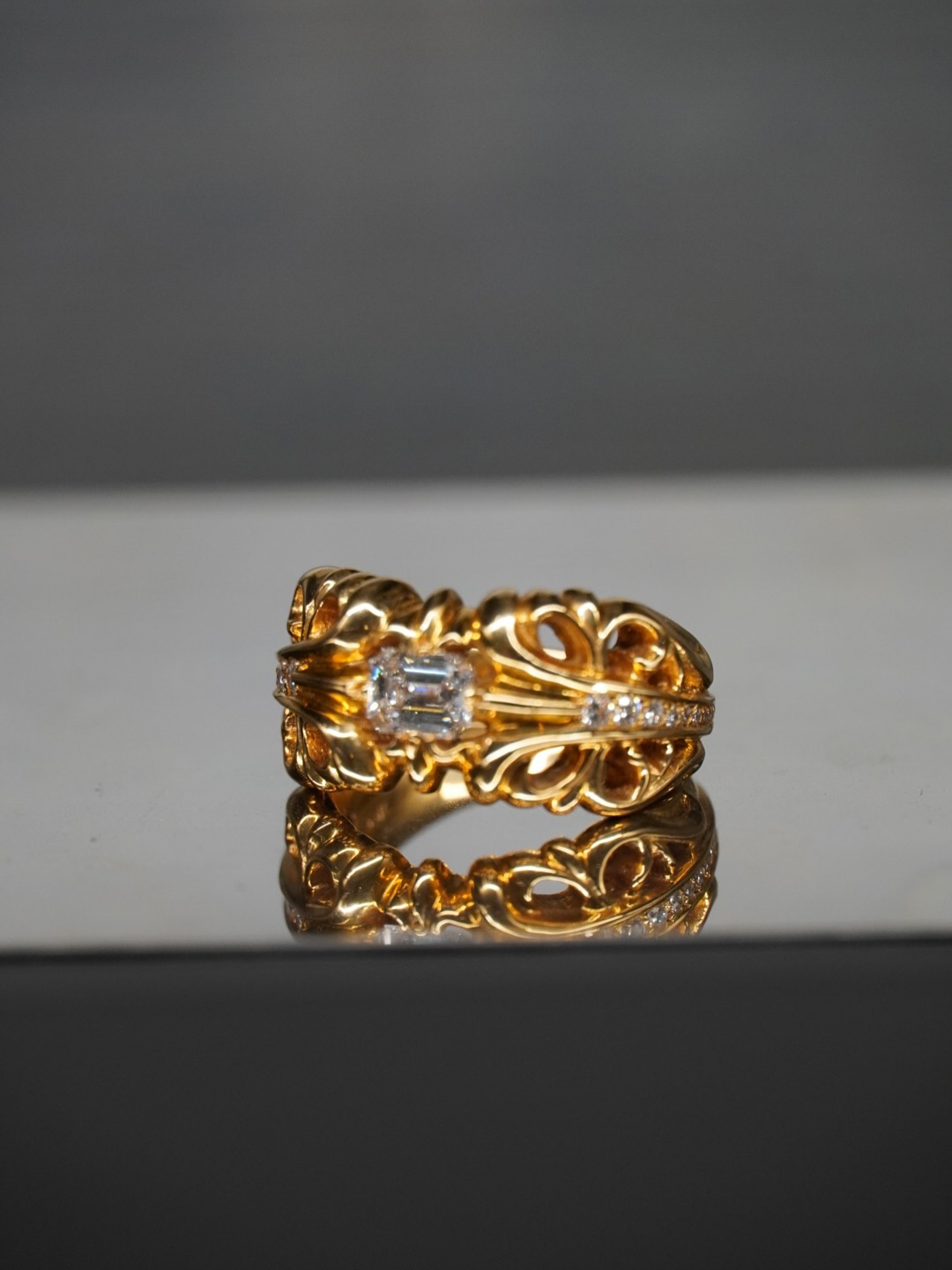 CHROME HEARTS 22k Yellow Gold K&T Ring with Diamonds