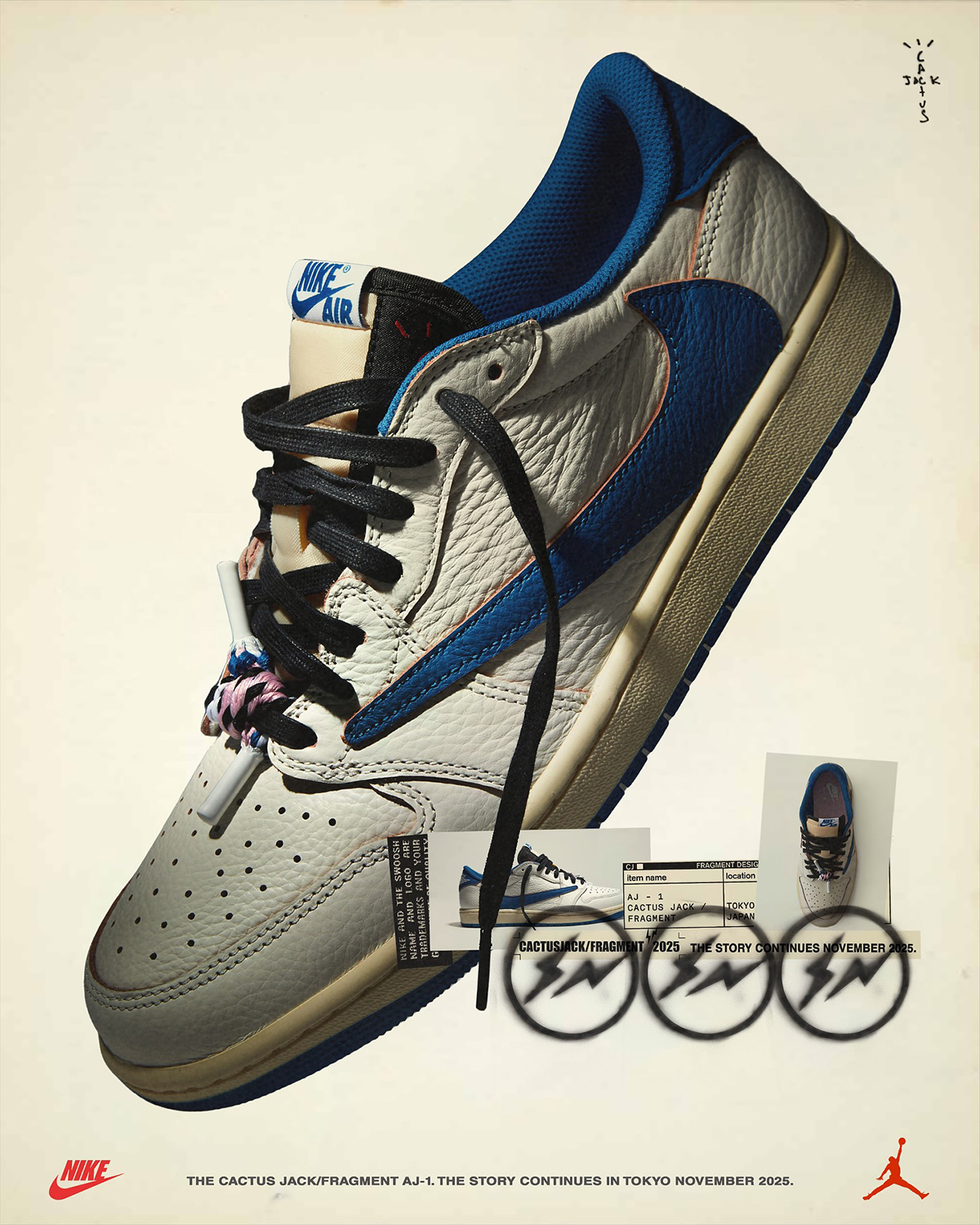 Travis Scott x Nike x fragment design Air Jordan 1 Low OG SP “Sail_Military Blue”