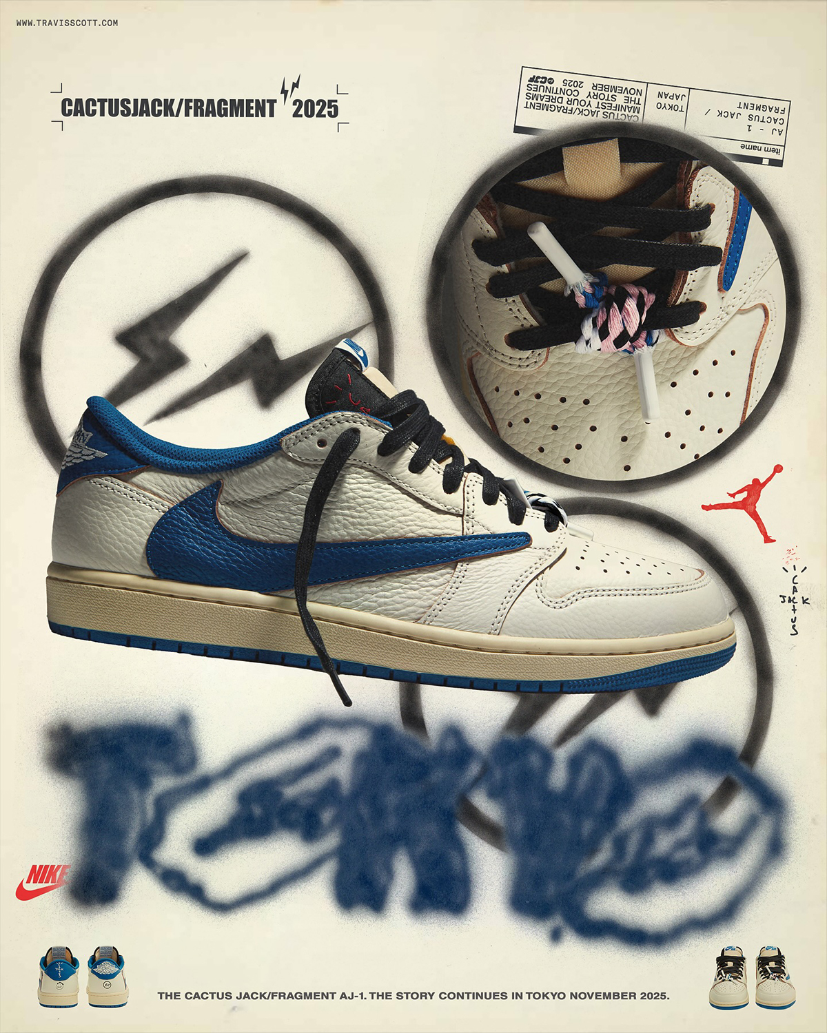 Travis Scott x Nike x fragment design Air Jordan 1 Low OG SP “Sail_Military Blue”