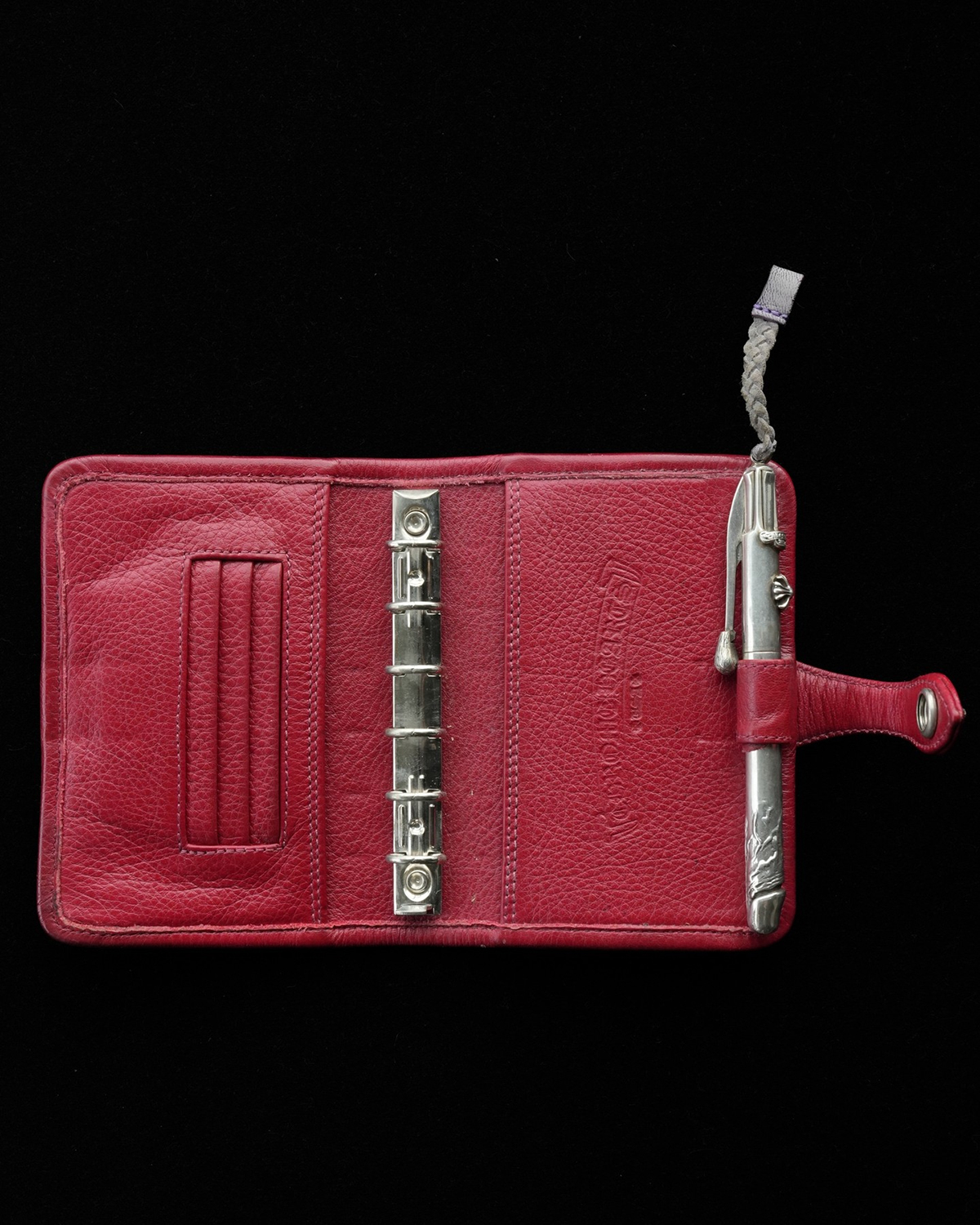 CHROME HEARTS Cross Patch Red Leather Planner and Pennis Pen