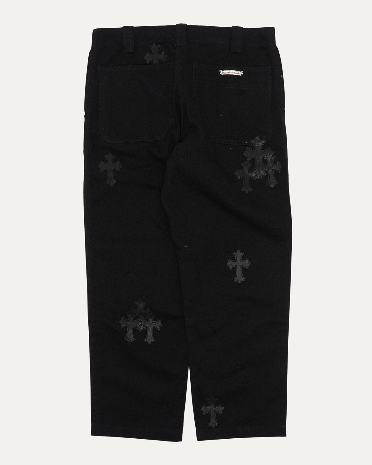 CHROME HEARTS Cross Patch Black Denim Fatigue Pants