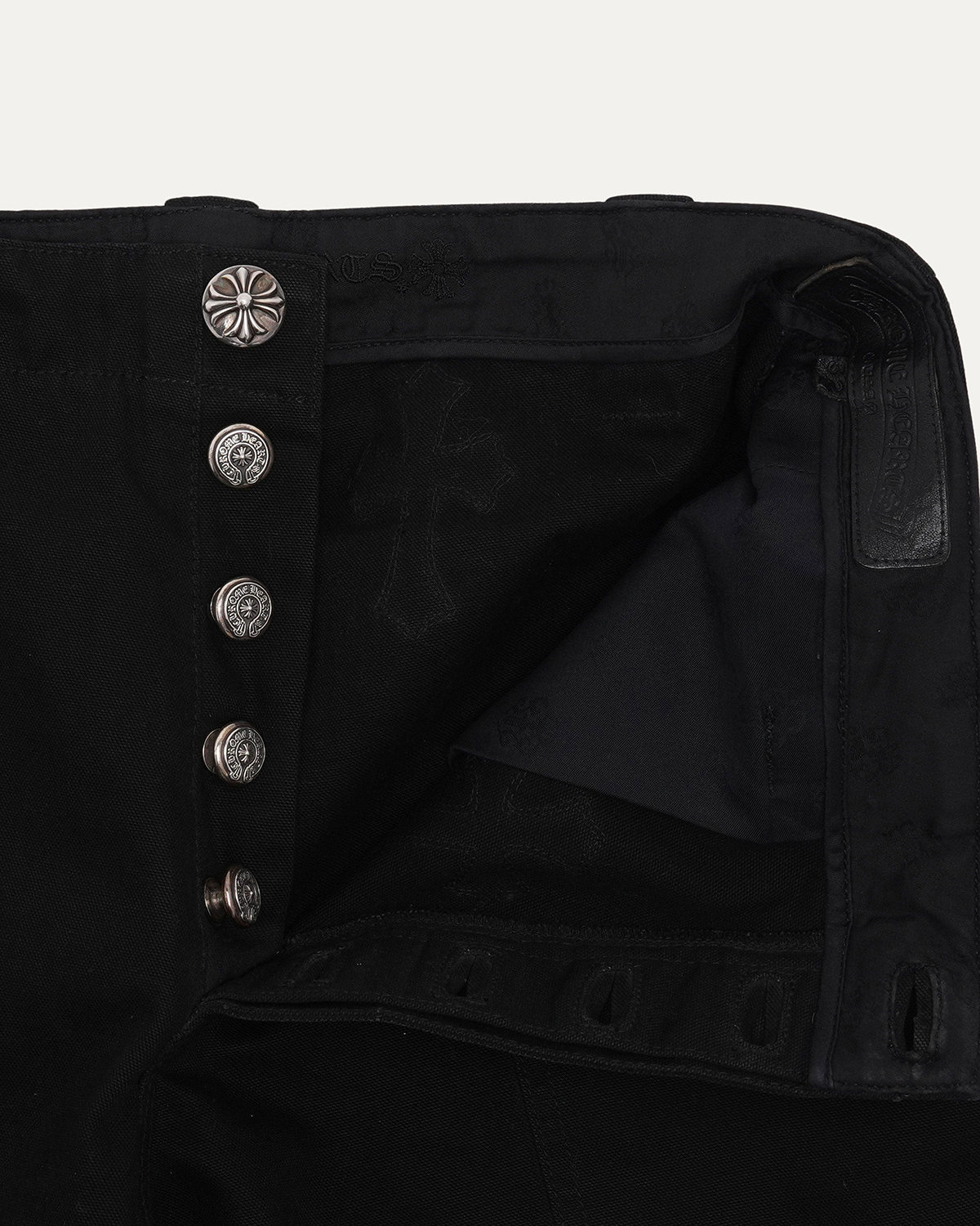 CHROME HEARTS Cross Patch Black Denim Fatigue Pants