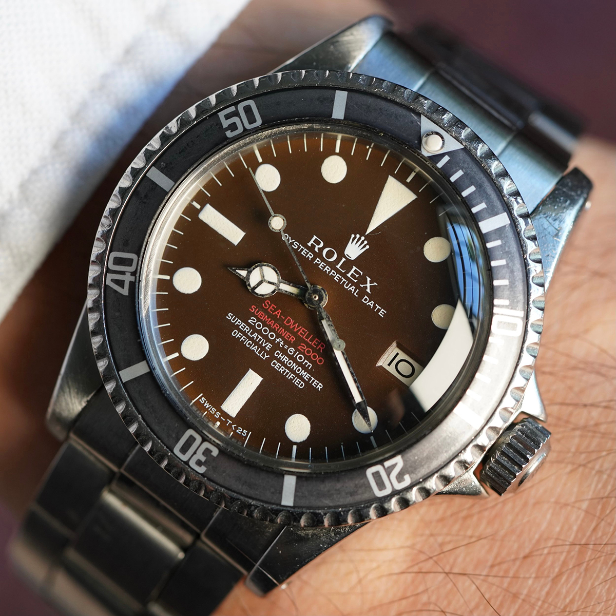 1970's Rolex Sea-Dweller Double Red Ref1665 Tropical Thin Case