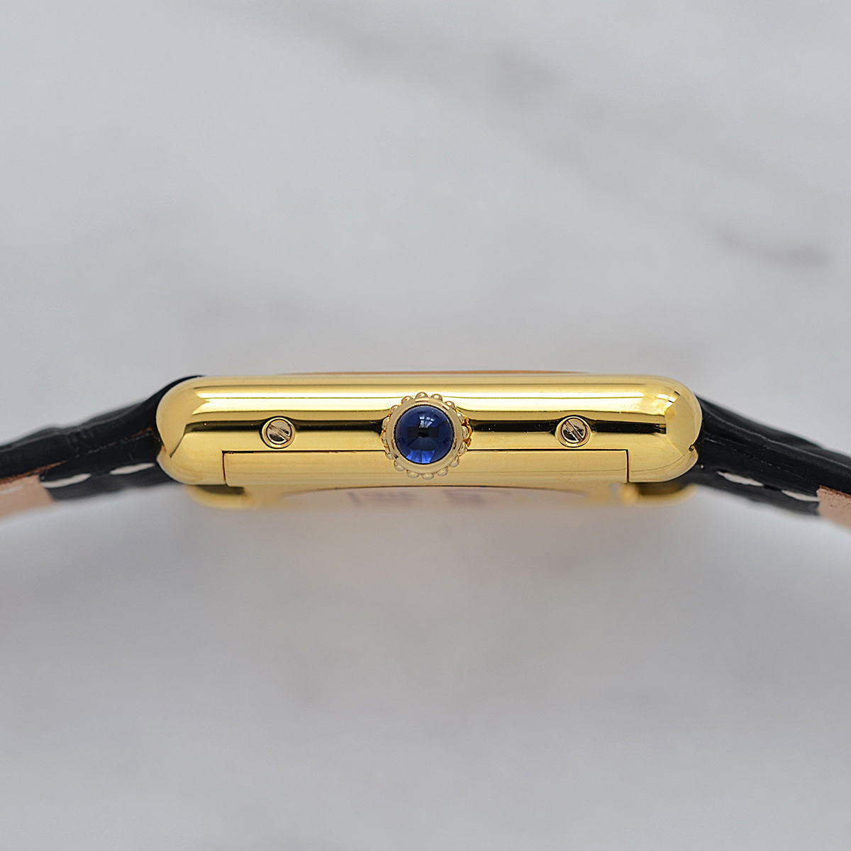 1980's Cartier Must Tank SM Onyx with International Eternal Permanent Guarantee Card