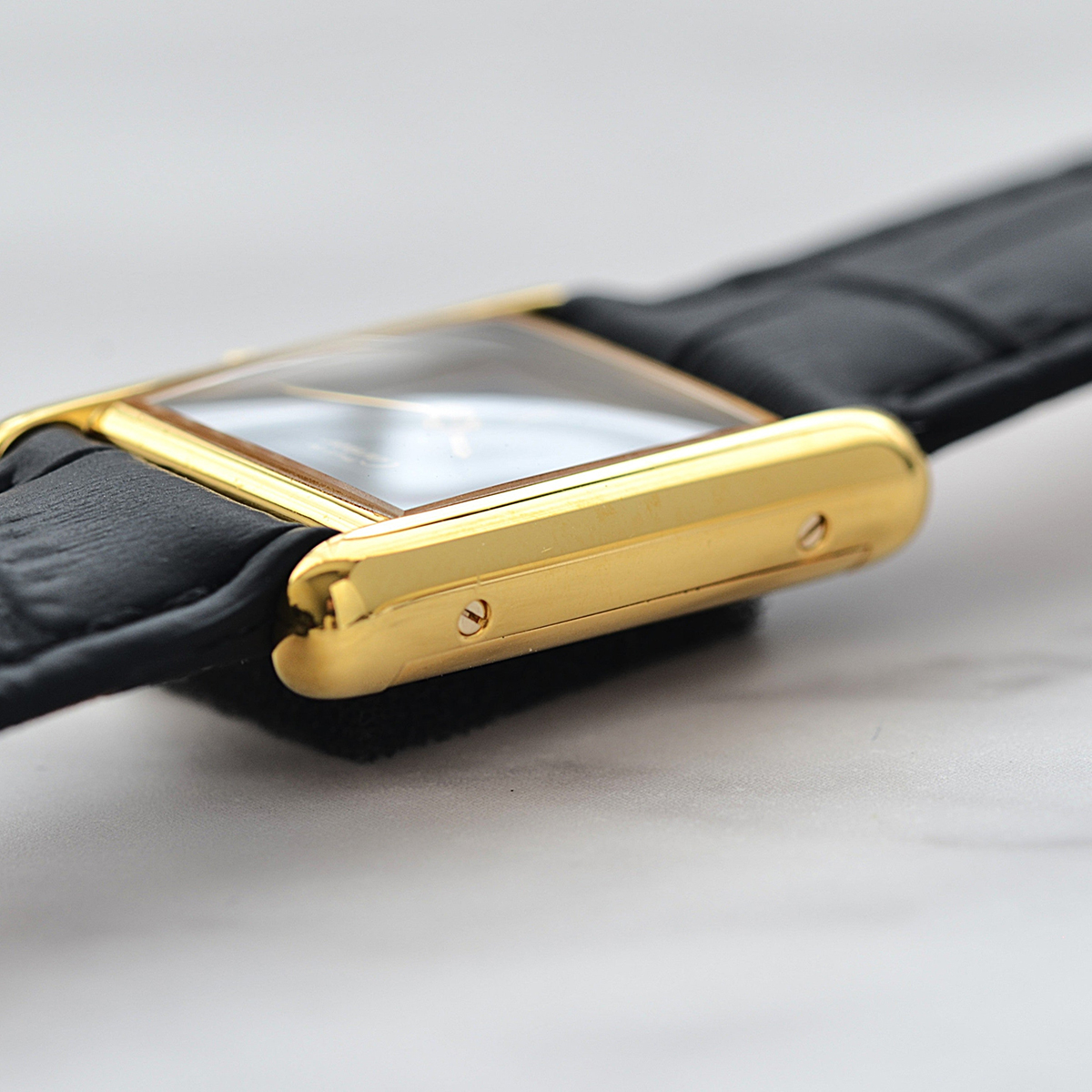 1980's Cartier Must Tank SM Onyx with International Eternal Permanent Guarantee Card