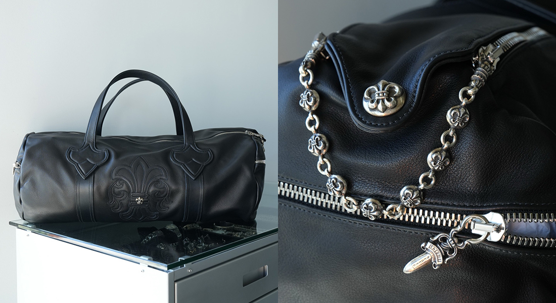 CHROME HEARTS Fleur Embellished Leather Duffel Bag
