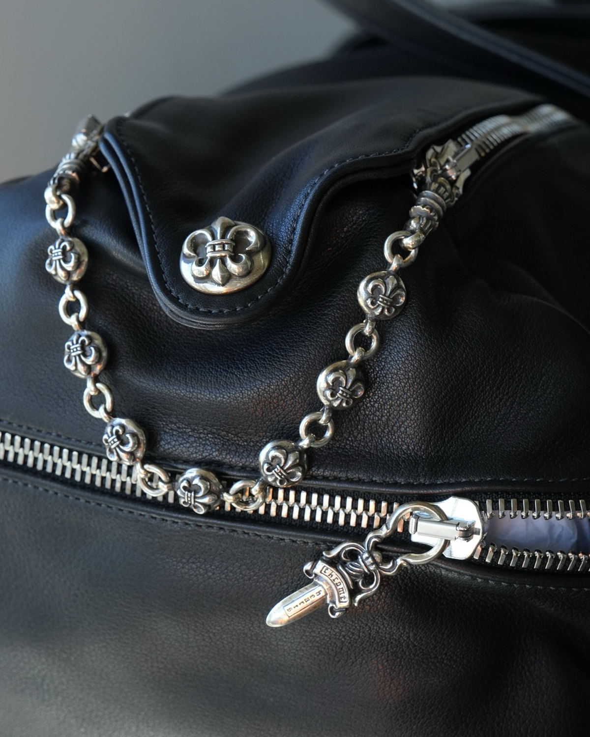 CHROME HEARTS Fleur Embellished Leather Duffel Bag