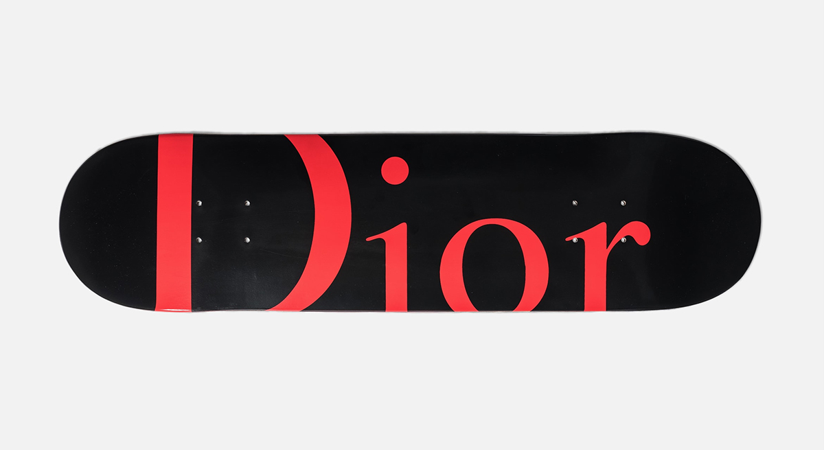 DIOR Logo Skateboard Deck Red Black