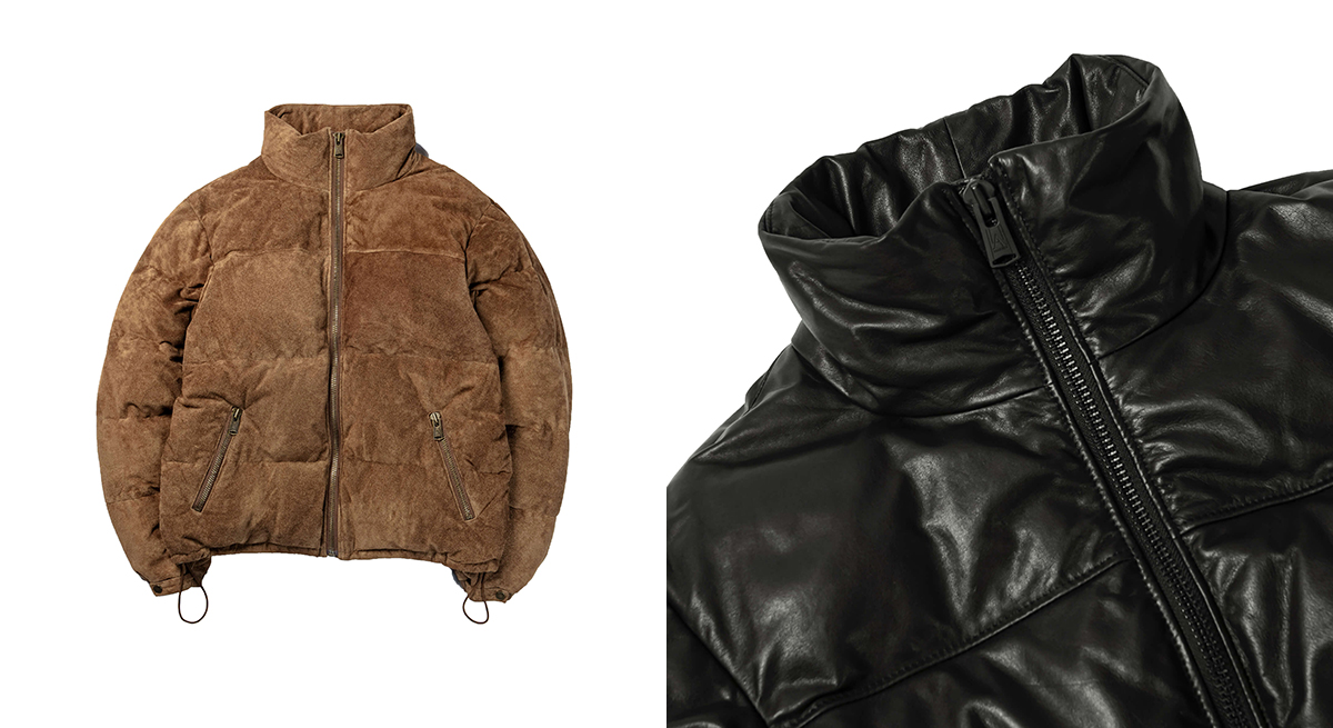 A LEATHER Down Jacket