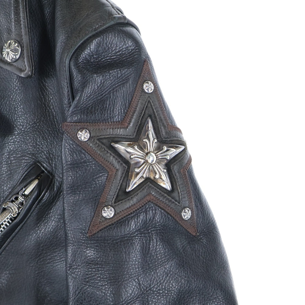 CHROME HEARTS JJ Dean 3 Star Black Riders Jacket Roller Belt Dagger Zip Cross Ball Button