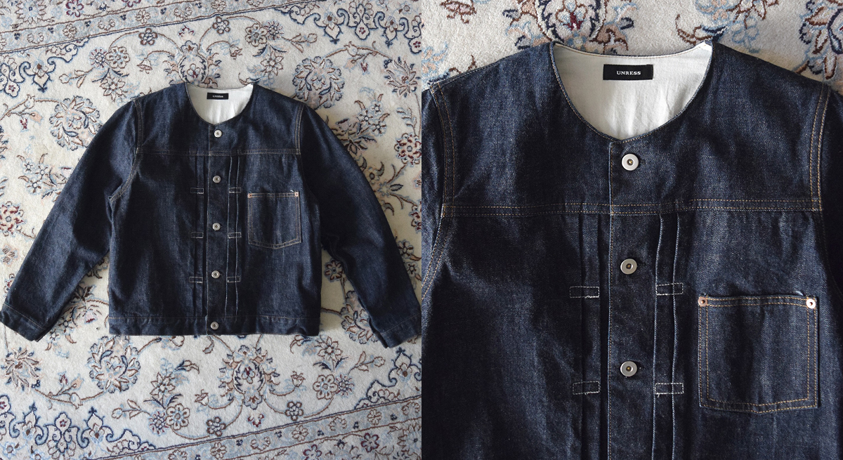 UNRESS No Collar Denim Jacket