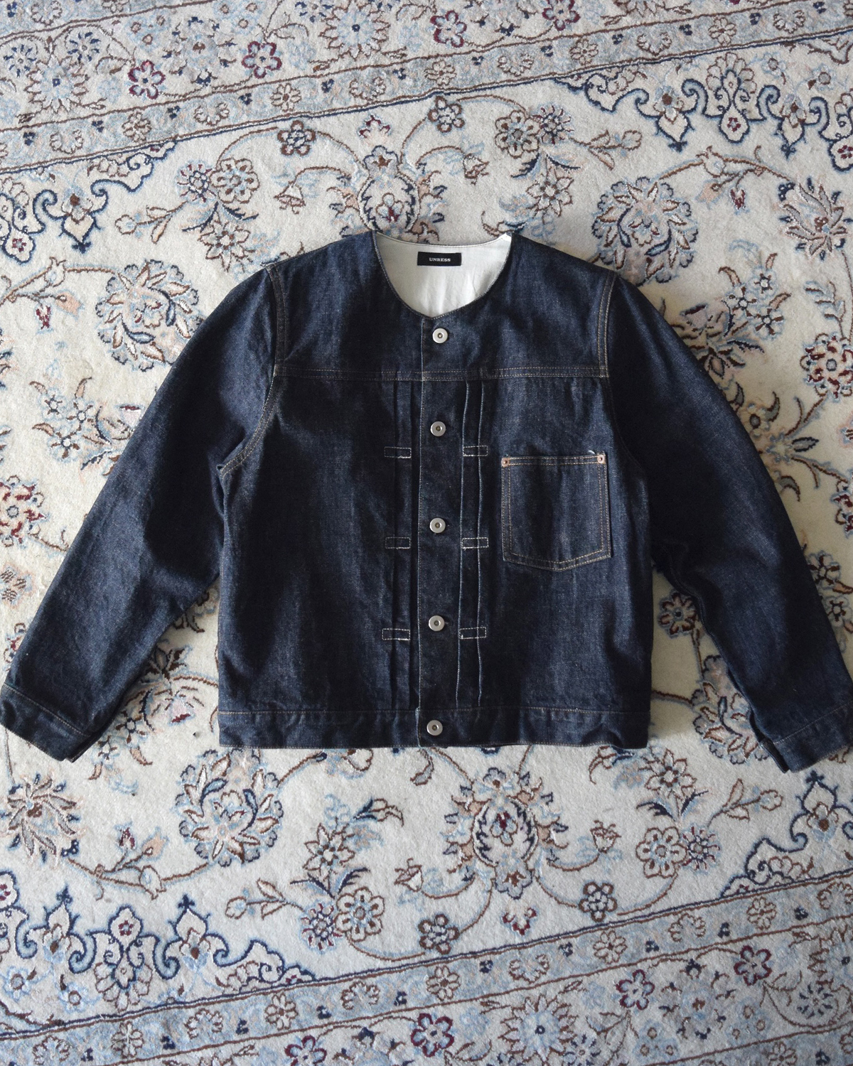 UNRESS No Collar Denim Jacket