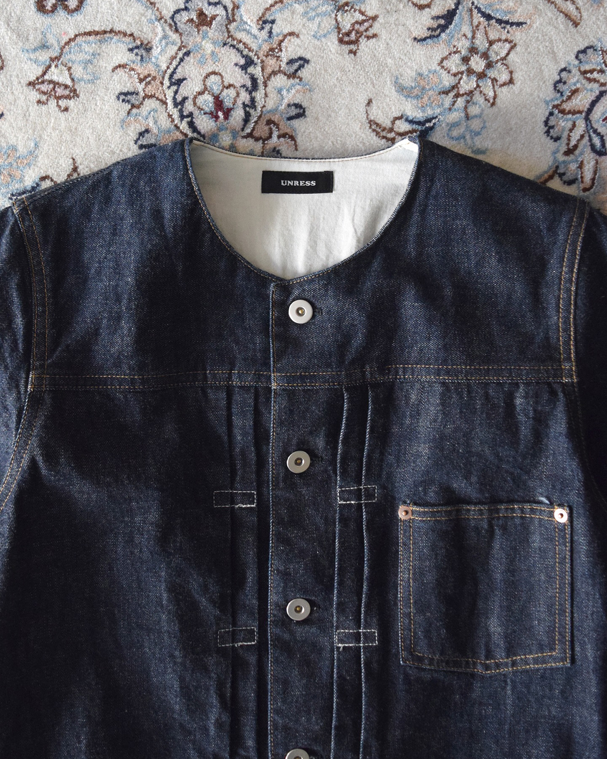 UNRESS No Collar Denim Jacket