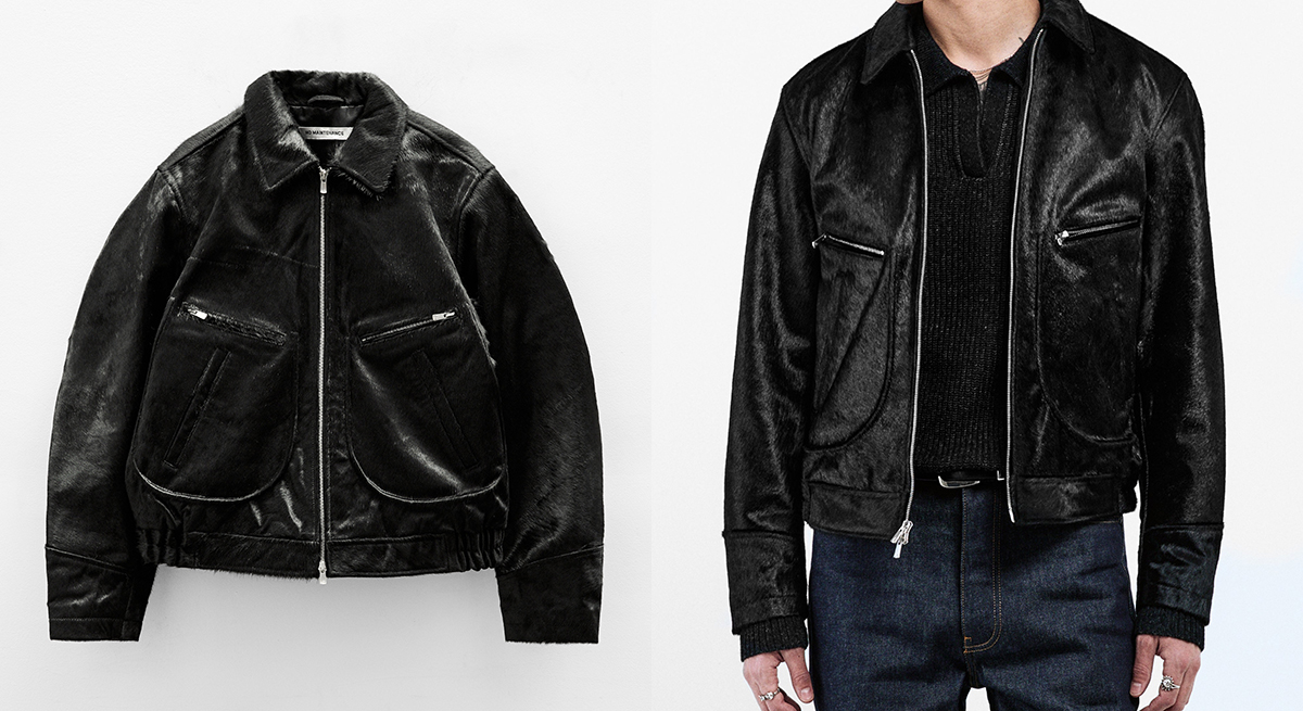 NO MAINTENANCE Aero Cow Fur Leather Jacket Black