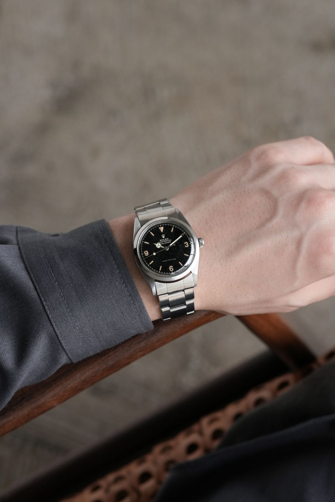 1958 Rolex Explorer I Oyster Perpetual Super Precision Ref.5504MM Circle Gilt Dial