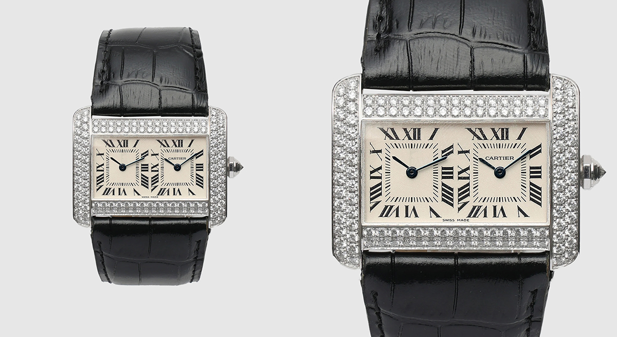 2000's Cartier Tank Divan Dual Time LM