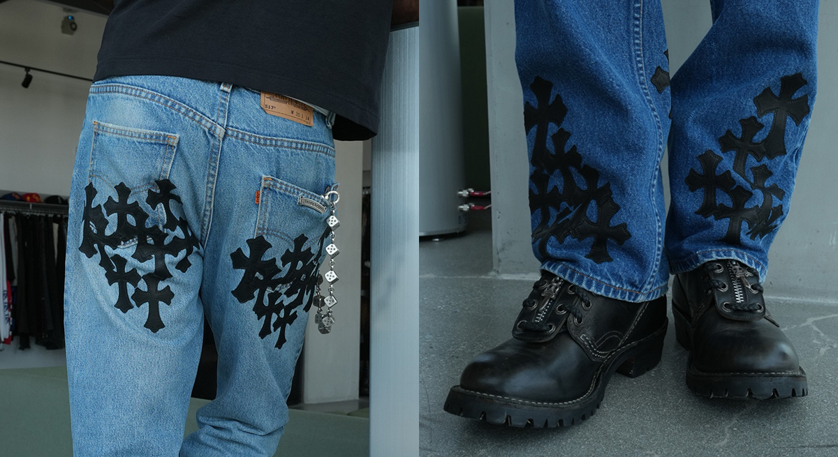 CHROME HEARTS x Levi's 517 Black Cross Patches Custom