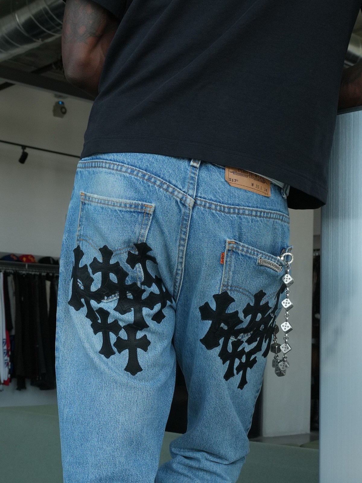 CHROME HEARTS x Levi's 517 Black Cross Patches Custom