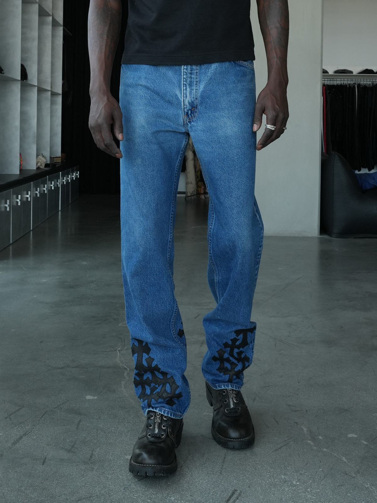 CHROME HEARTS x Levi's 517 Black Cross Patches Custom