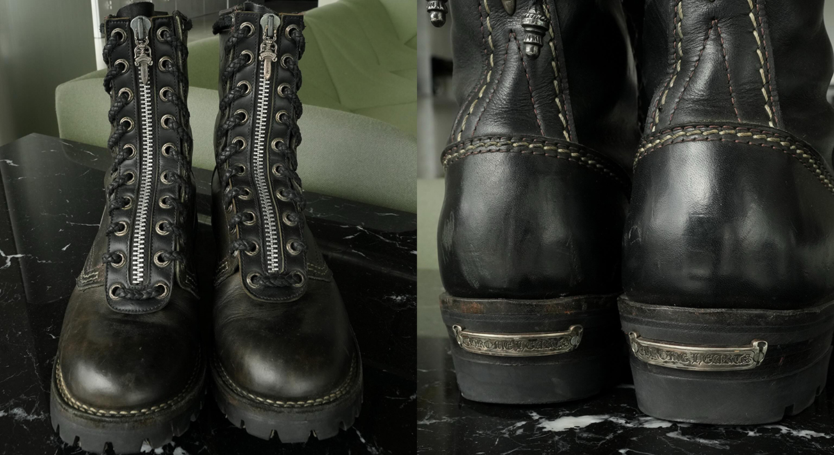 CHROME HEARTS x WESCO Fireman Front-zip Boots