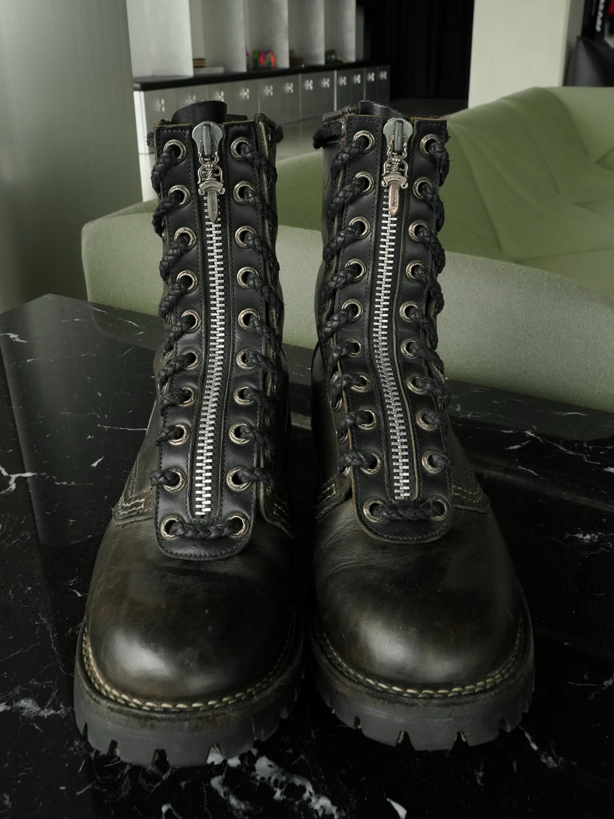CHROME HEARTS x WESCO Fireman Front-zip Boots