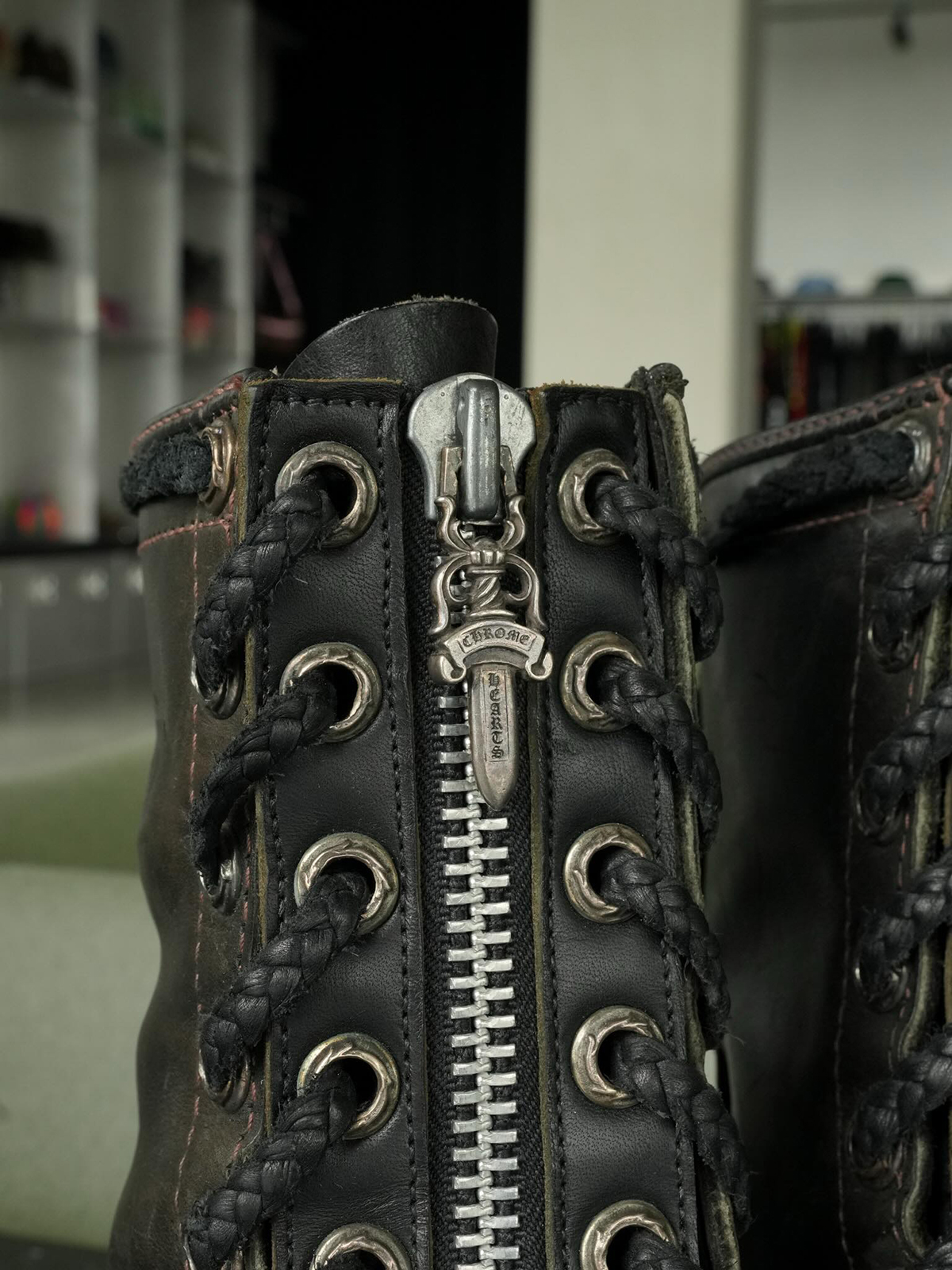 CHROME HEARTS x WESCO Fireman Front-zip Boots