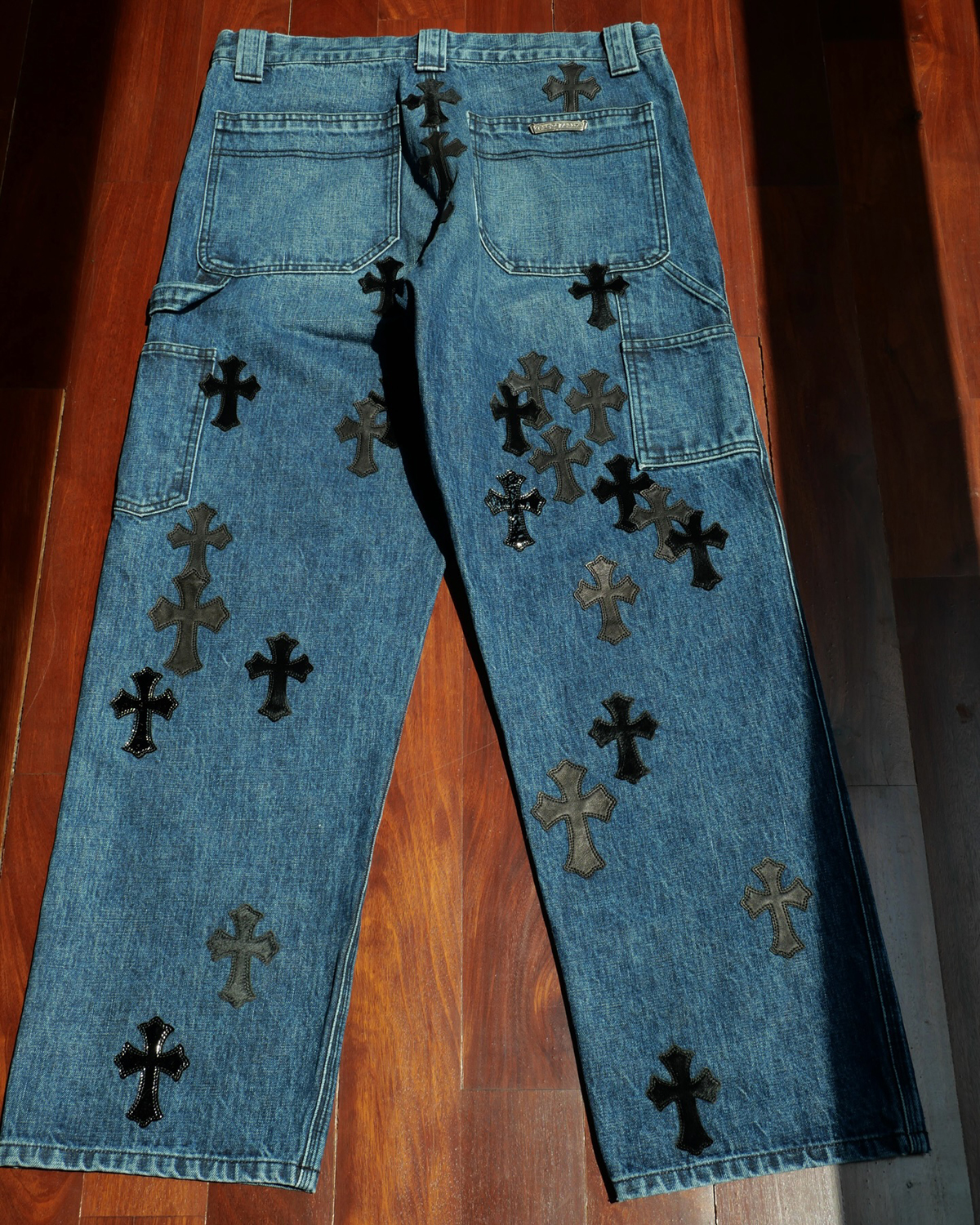 CHROME HEARTS Cross Patches Custom 1 of 1 Denim Work Pants
