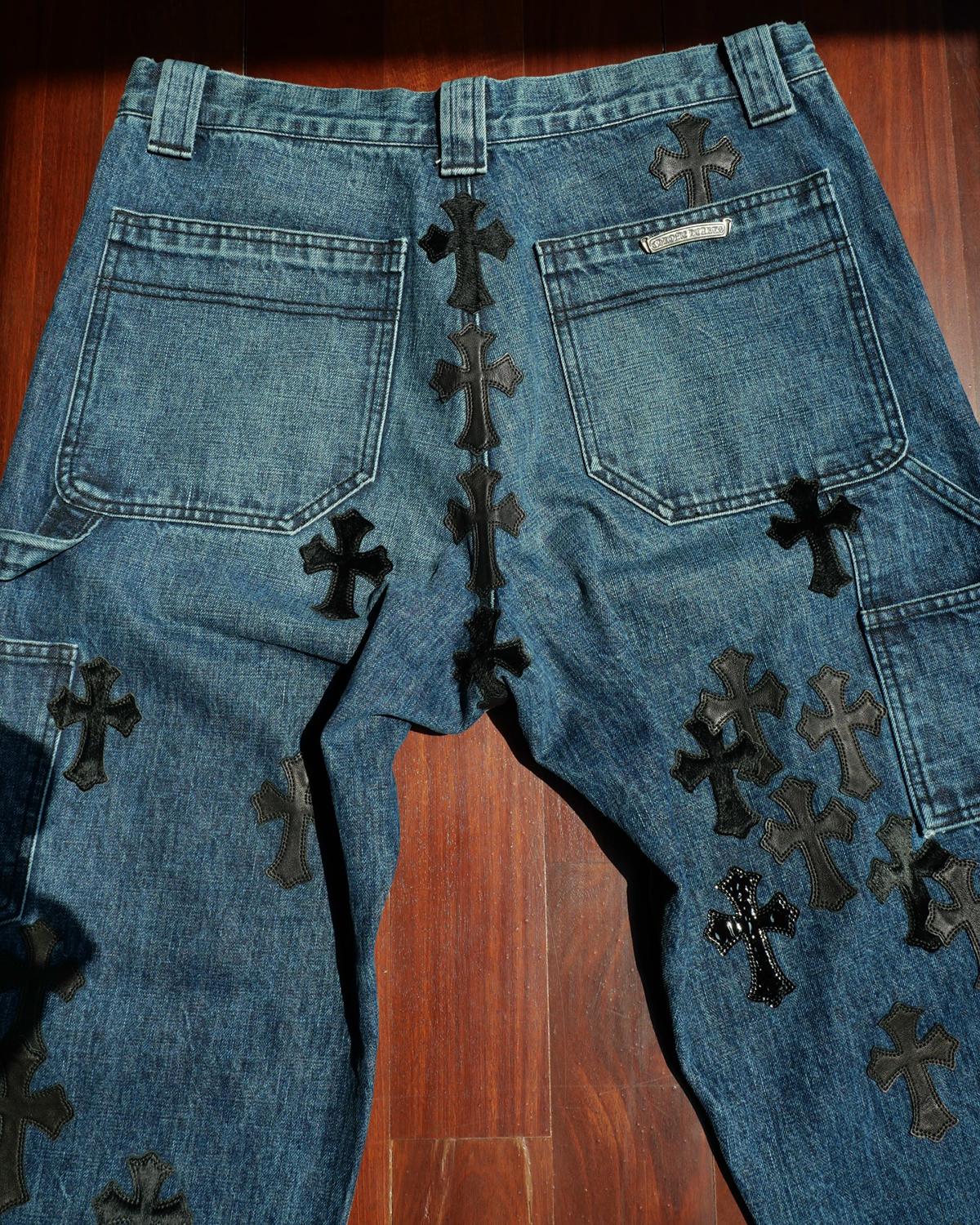 CHROME HEARTS Cross Patches Custom 1 of 1 Denim Work Pants