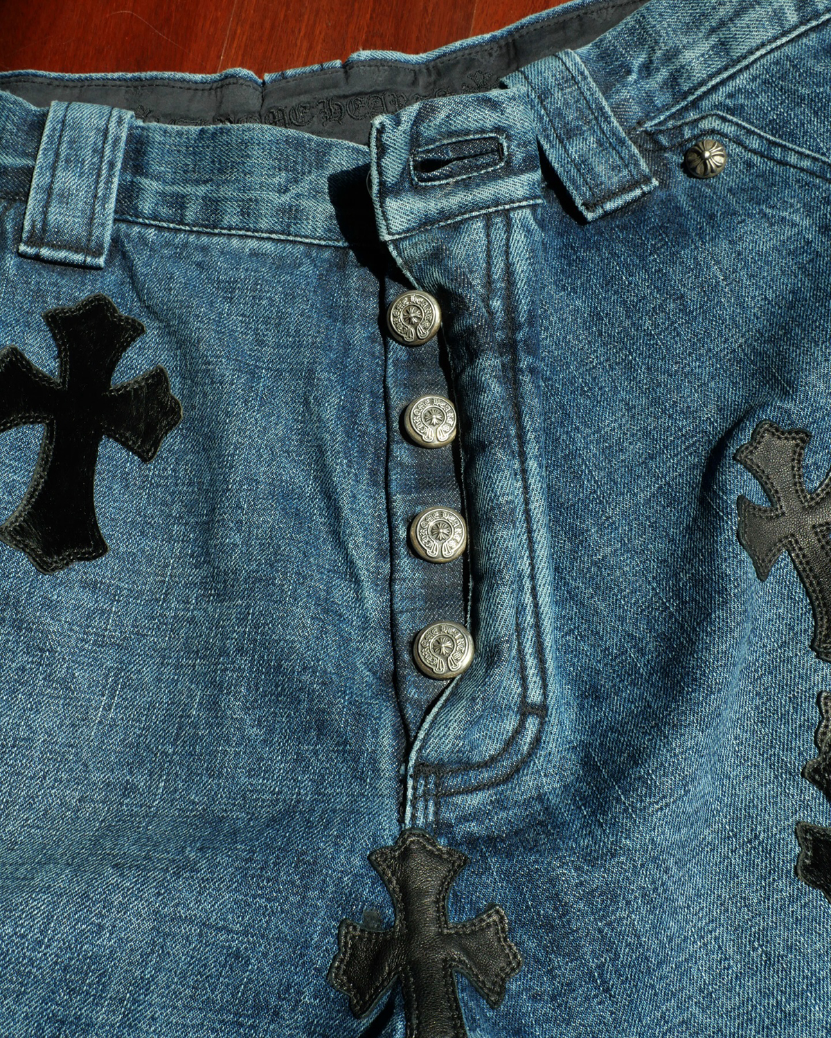 CHROME HEARTS Cross Patches Custom 1 of 1 Denim Work Pants
