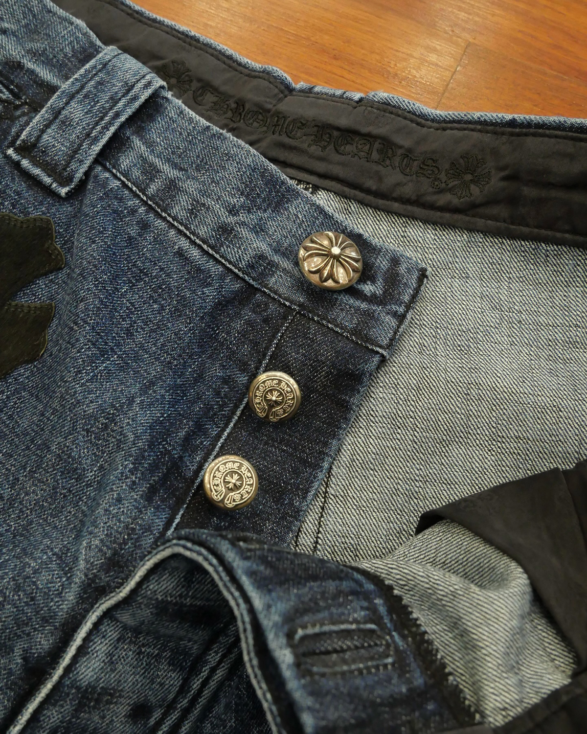 CHROME HEARTS Cross Patches Custom 1 of 1 Denim Work Pants