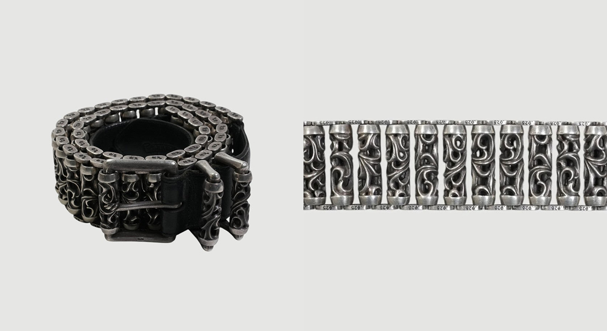 CHROME HEARTS Roller Link Belt Black Leather