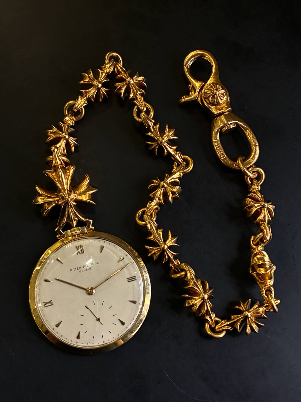 CHROME HEARTS x Patek Philippe Pocket Watch Cut Out Cross 22k Yellow Gold