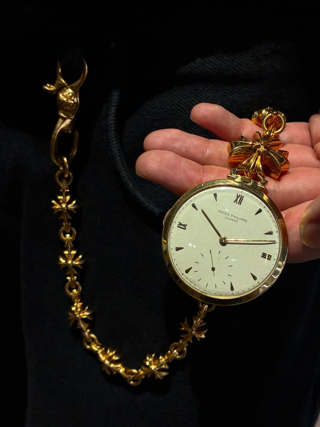 CHROME HEARTS x Patek Philippe Pocket Watch Cut Out Cross 22k Yellow Gold