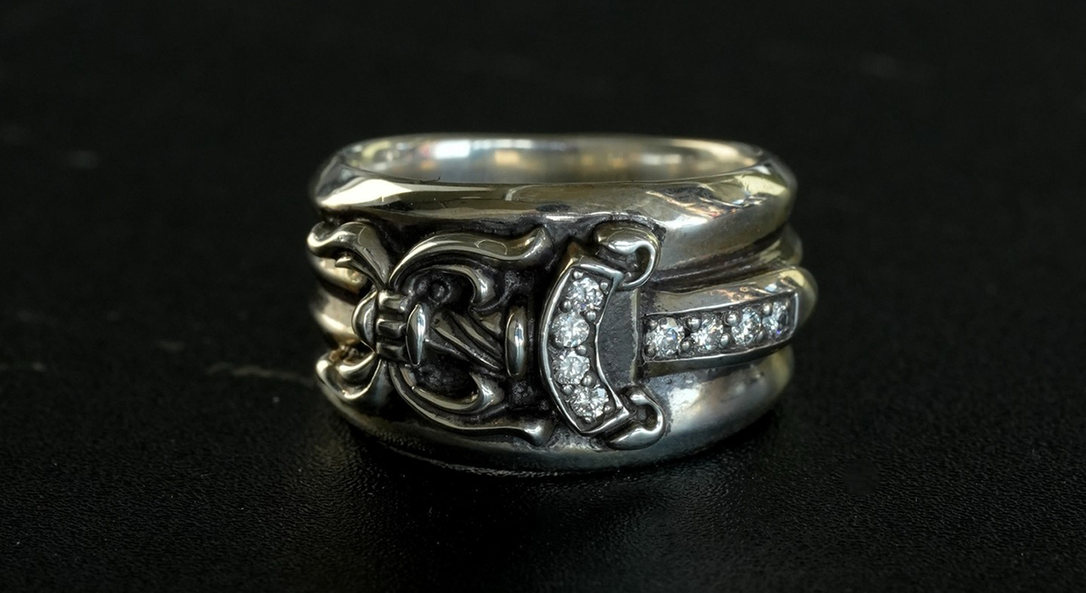 CHROME HEARTS Dagger Ring with Pave Diamonds